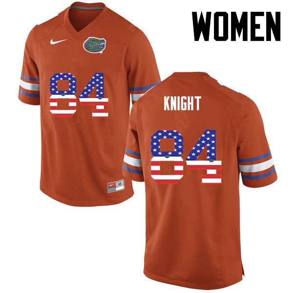 Florida Gators Women #84 Camrin Knight College Football USA Flag Fashion Orange